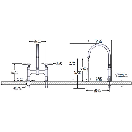 Additional image for Kitchen Tap With Lever Handles (Nickel).