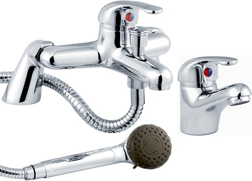 Additional image for Eon Basin & Bath Shower Mixer Tap Set (Chrome).