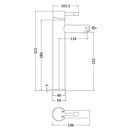 Additional image for High Rise Mixer Tap (Chrome).