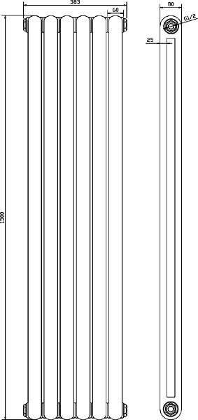 Additional image for Salvia Double Radiator. 3934 BTU (White). 383x1500mm.