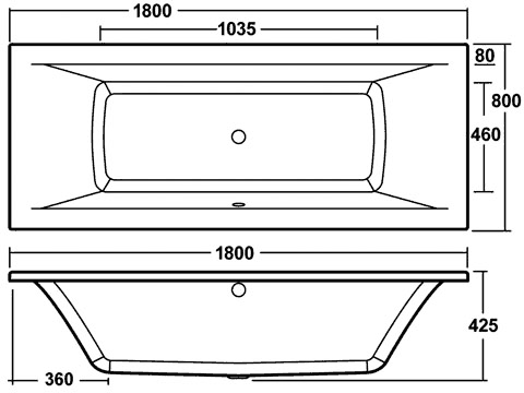 Additional image for Asselby Double Ended Acrylic Bath. 1800x800mm.