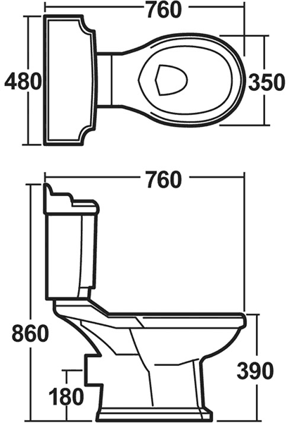Additional image for Legend Traditional Toilet With Cistern & Standard Seat.