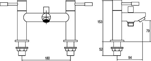 Additional image for Basin & Bath Shower Mixer Tap Set (Chrome).