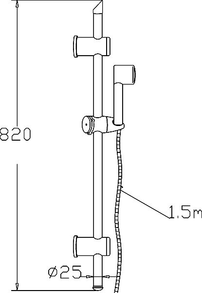 Additional image for Modern Slide Rail Kit With Shower Handset & Hose (Chrome).