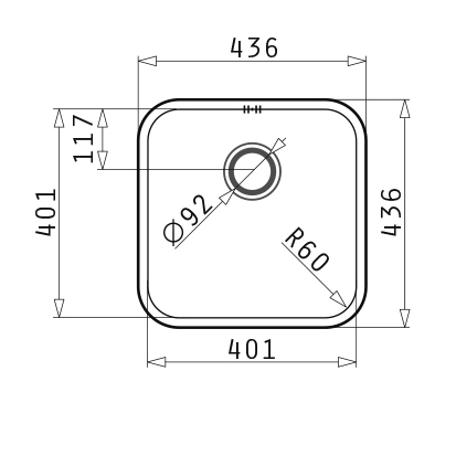 Additional image for Undermount Kitchen Sink (400x400mm).