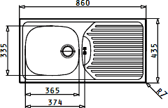 Additional image for Kitchen Sink & Waste. 860x435mm (Reversible, 1 Tap Hole).