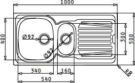 Additional image for Sparta Kitchen Sink & Waste. 1000x500mm (Reversible, 1.5 Bowl).