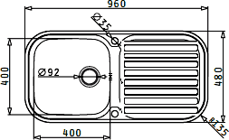 Additional image for Galaxy Kitchen Sink & Waste. 960x480mm (200mm Deep Bowl) CLEARANCE.