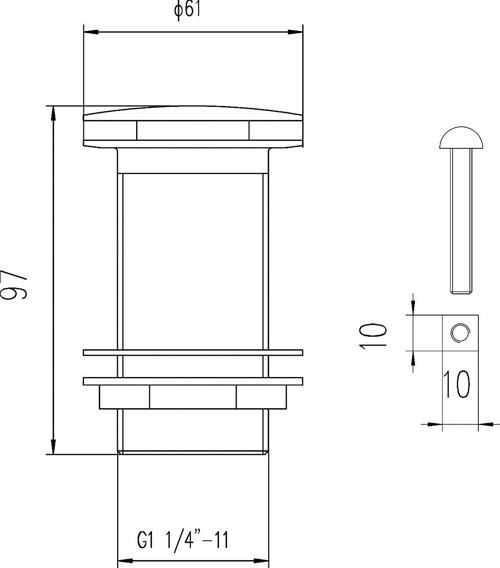 Additional image for Push button basin waste with stay hole cover (UNSLOTTED)