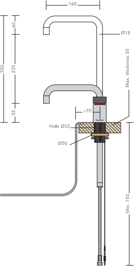 Additional image for Square Boiling Water Kitchen Tap. PRO3 (Polished Chrome).