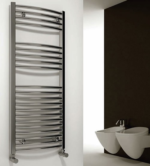 Additional image for Diva Curved Towel Radiator (Chrome). 1200x750mm.