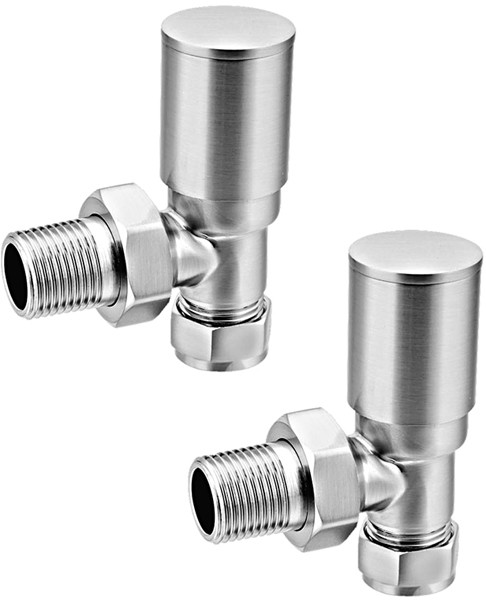 Additional image for Portland Angled Radiator Valves (Brushed).