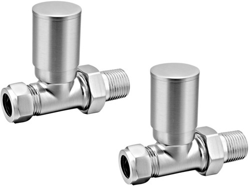 Additional image for Portland Straight Radiator Valves (Brushed).