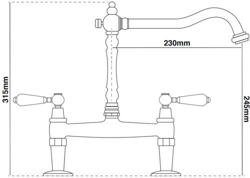 Additional image for Bridge Kitchen Tap With Lever Handles (Antique Brass).
