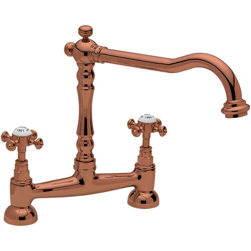 Additional image for Bridge Kitchen Tap With Crosshead Handles (Copper).