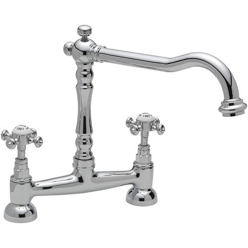 Additional image for Bridge Kitchen Tap With Crosshead Handles (Chrome).