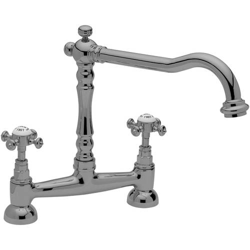 Additional image for Bridge Kitchen Tap With Crosshead Handles (Pewter).