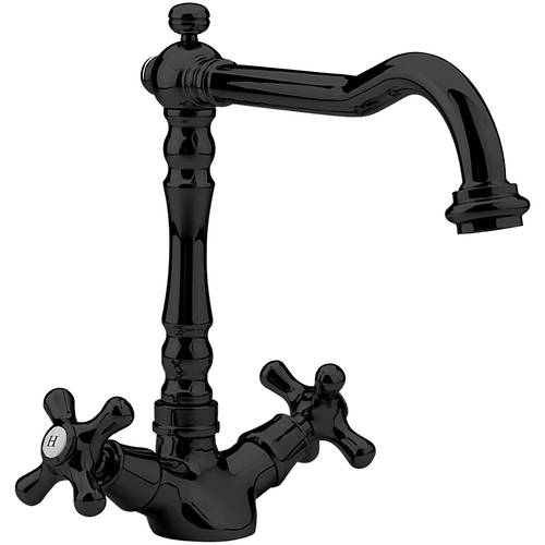 Additional image for Kitchen Tap With Crosshead Handles (Black).