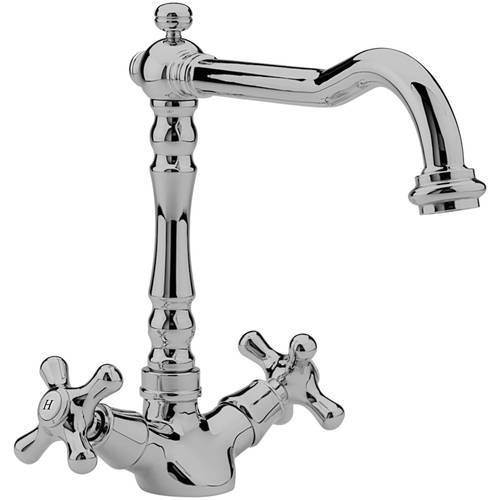 Additional image for Kitchen Tap With Crosshead Handles (Pewter).