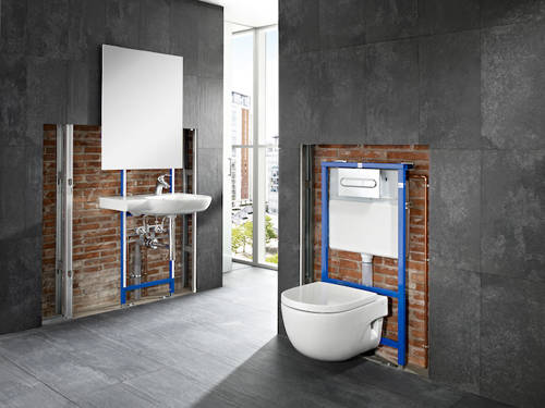 Additional image for Basin & WC Frame With PL1 Dual Flush Panel (White).