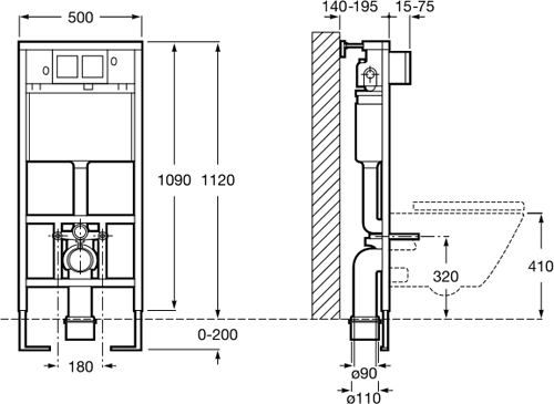 Additional image for DUPLO WC Wall Hung Frame & PL2 Dual Flush Panel (Chrome).