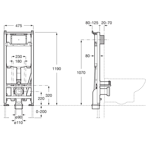 Additional image for Duplo ONE Frame With Cistern For Roca In-Wash Smart Toilets (AG).