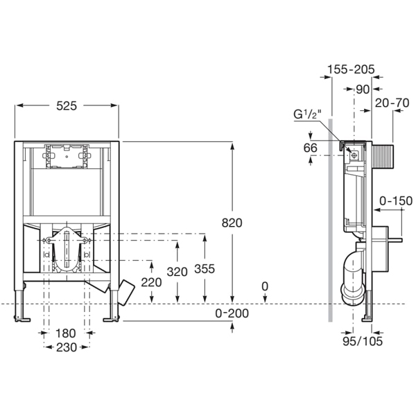 Additional image for Duplo S Under Window Frame With Dual Flush Cistern (525x820mm).