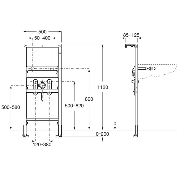 Additional image for Duplo S Basin Frame (500x1120mm).