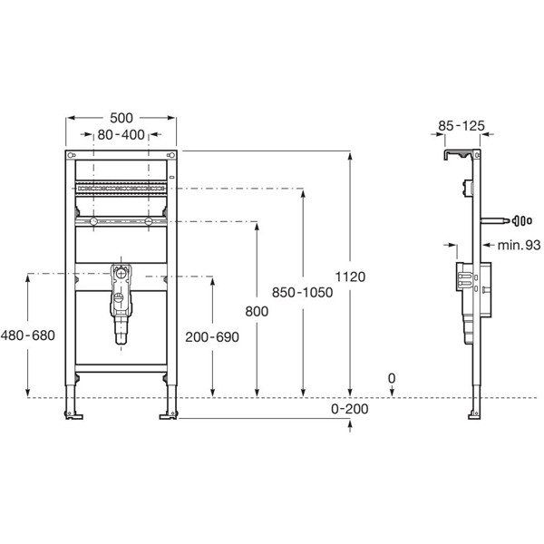 Additional image for Duplo S Basin Frame (500x1120mm).