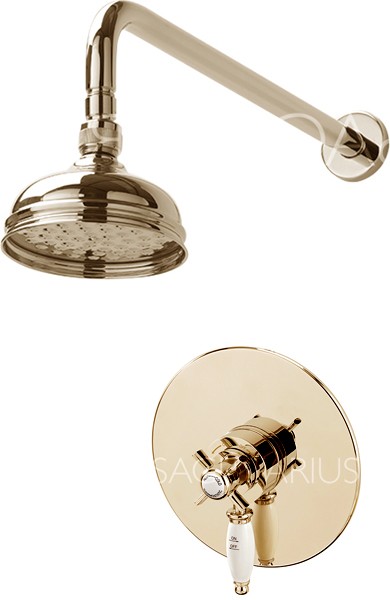 Additional image for Churchmans Shower Valve With Arm & 130mm Head (Gold).