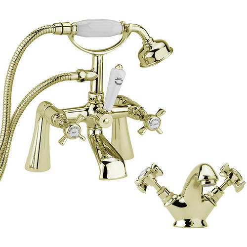 Additional image for Mono Basin & Bath Shower Mixer Taps Pack (Gold).