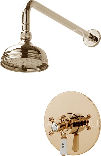 Additional image for Kensington Shower Valve With Arm & 130mm Head (Gold).