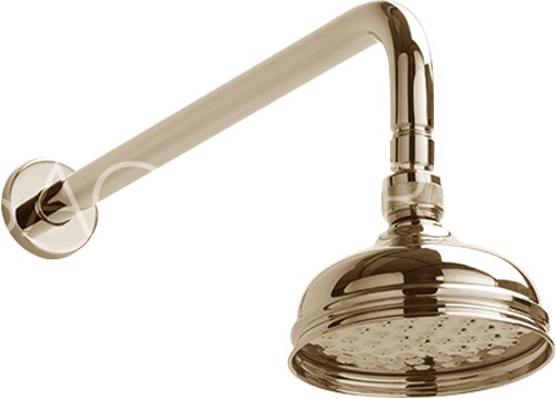 Additional image for Chelsea Traditional Shower Head With Arm (130mm, Gold).
