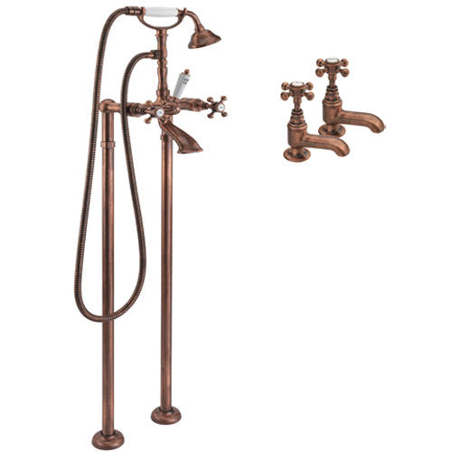 Additional image for Basin & Floor Standing Bath Shower Mixer Tap (Copper).