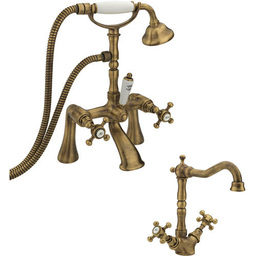 Additional image for Basin Mixer & Bath Shower Mixer Tap Pack (Bronze).