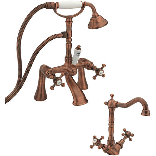 Additional image for Basin Mixer & Bath Shower Mixer Tap Pack (Copper).