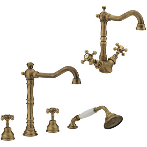 Additional image for Basin & 4 Hole Bath Shower Mixer Tap Pack (Bronze).