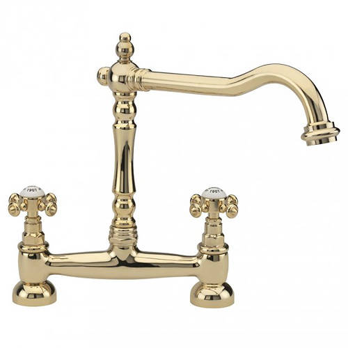 Additional image for French Classic Bridge Mixer Tap (Polished Brass).