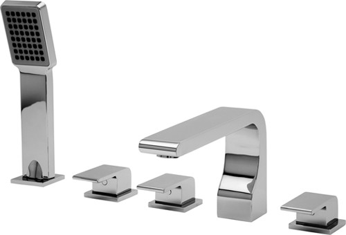 Additional image for 5 Tap Hole Bath Shower Mixer Tap With Shower Kit (Chrome).