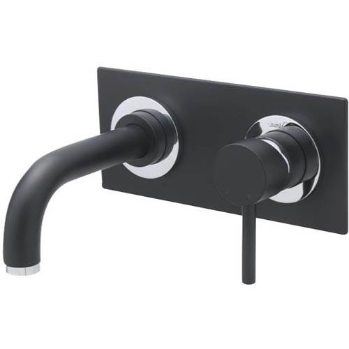 Additional image for Wall Mounted Basin Mixer Tap (150mm Spout, Matt Black).