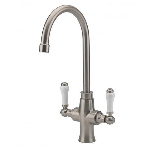 Additional image for Victoria Bianco Kitchen Tap (Brushed Nickel & White).