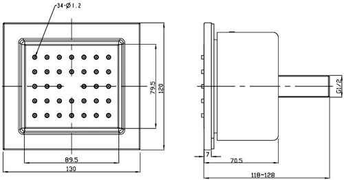 Additional image for 1 x Adjustable Square Body Jet (Flush To Wall).