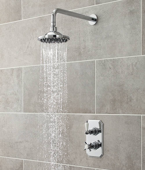 Additional image for Traditional Thermostatic Shower Valve With Round Head (Chrome).