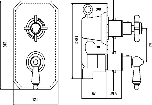 Additional image for Traditional Thermostatic Shower Valve With Slide Rail Kit (Chrome).