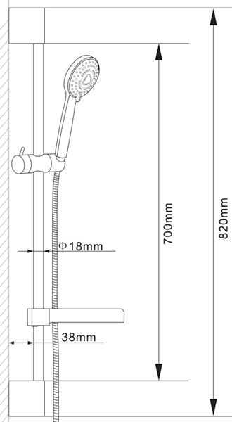 Additional image for Slimline Slide Rail Kit With Multi Function Shower Handset (Chrome).