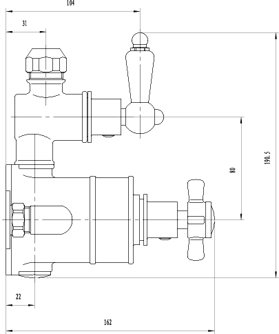 Additional image for Traditional Exposed Thermostatic Shower Valve & Riser Kit.