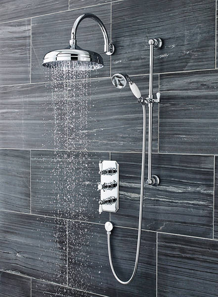 Additional image for Traditional Triple Thermostatic Shower Valve, Head & Slide Rail Kit.