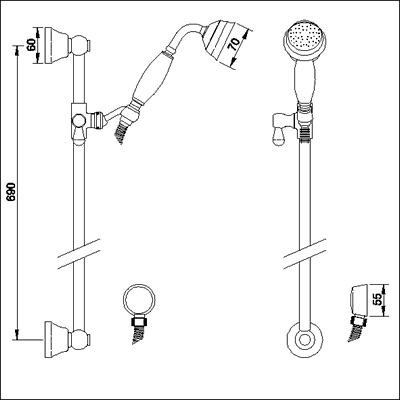 Additional image for Traditional Triple Thermostatic Shower Valve, Head & Slide Rail Kit.