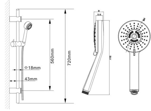 Additional image for Slide Rail Kit With Wall Outlet & Handset (Chrome).