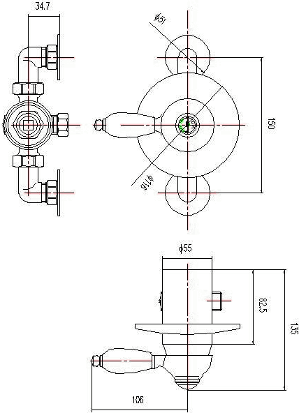 Additional image for 1/2"  Exposed Manual Shower Valve (Chrome).